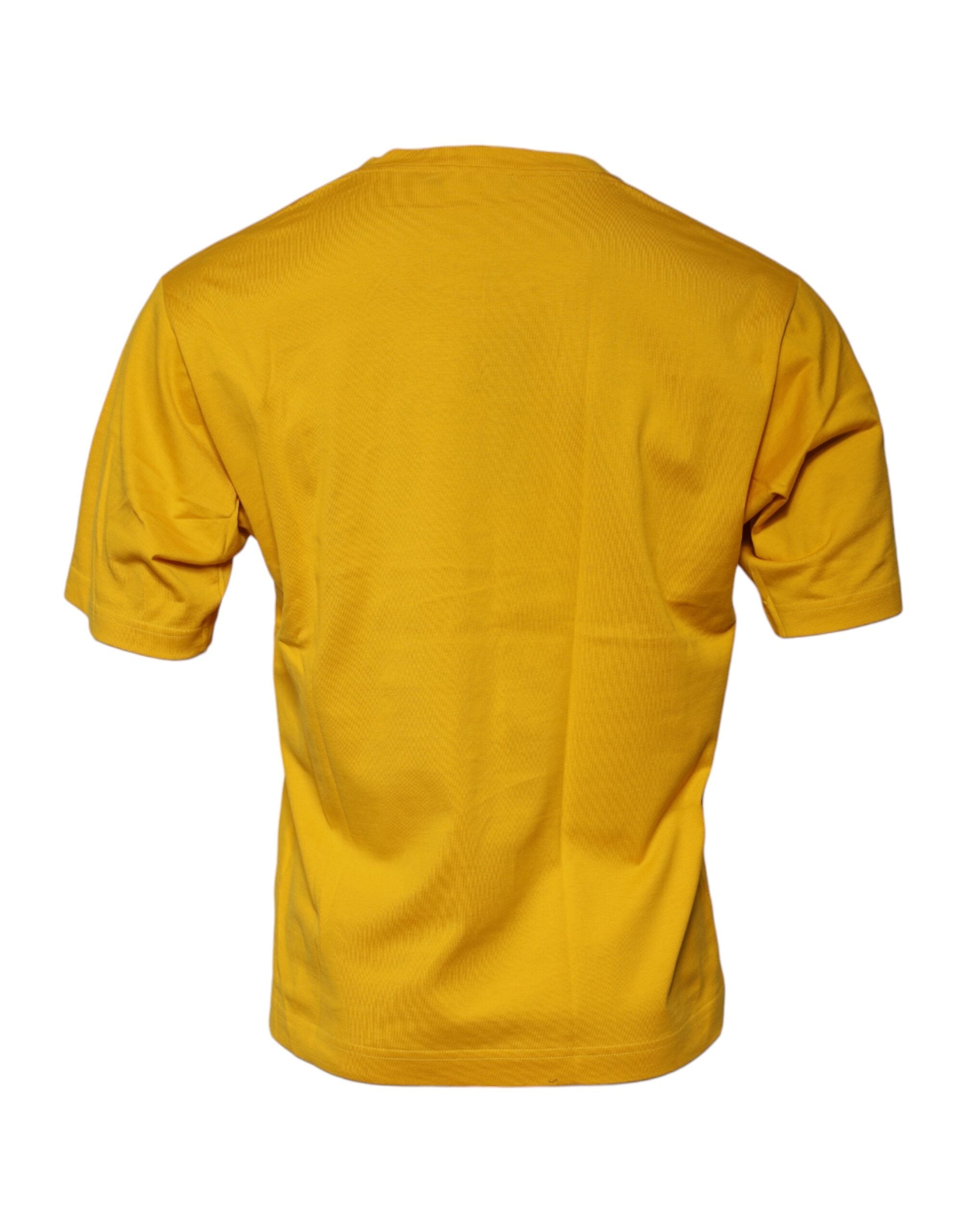 Camiseta Dolce & Gabbana con logo amarillo oscuro, cuello redondo y manga corta-3