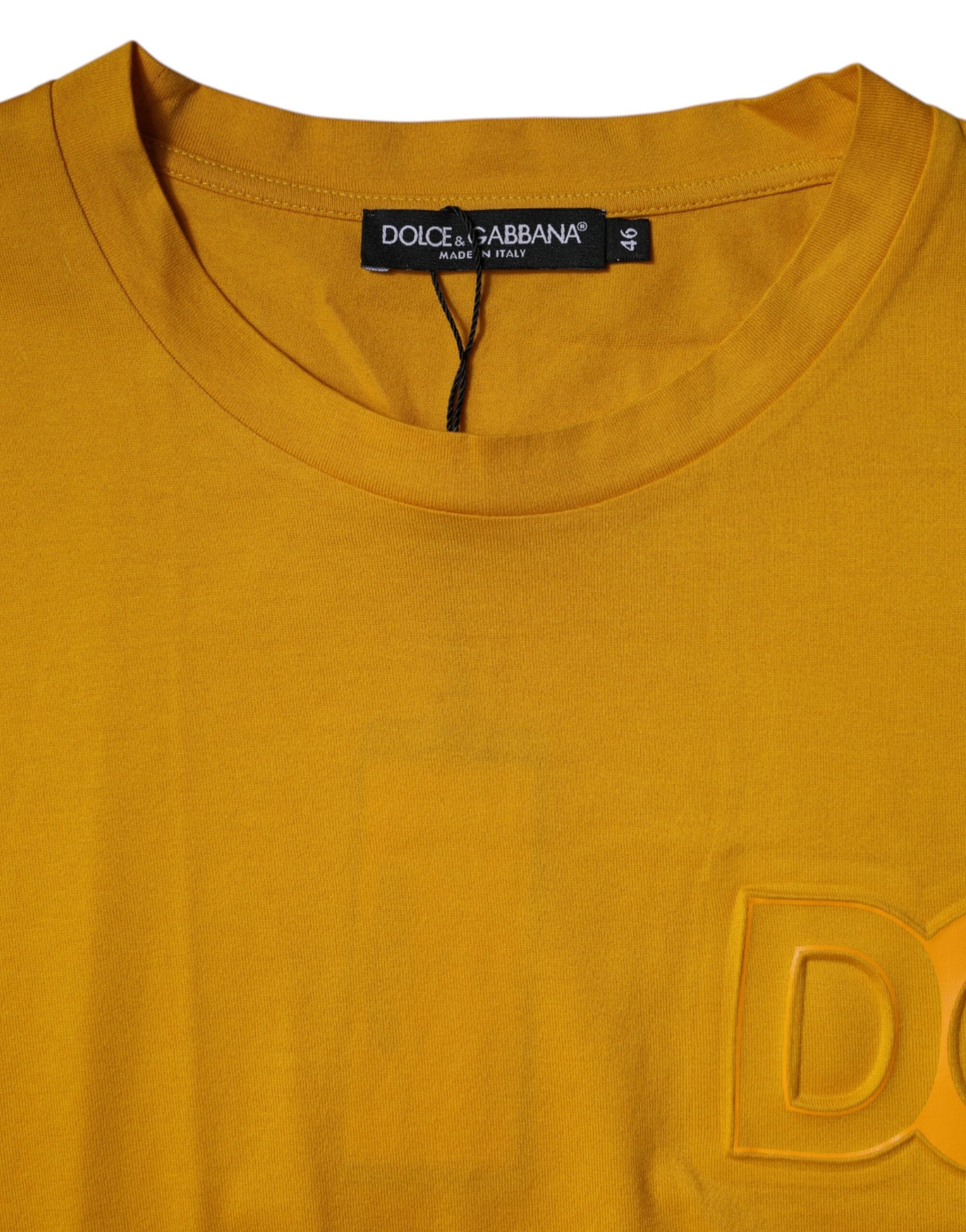 Camiseta Dolce & Gabbana con logo amarillo oscuro, cuello redondo y manga corta-4