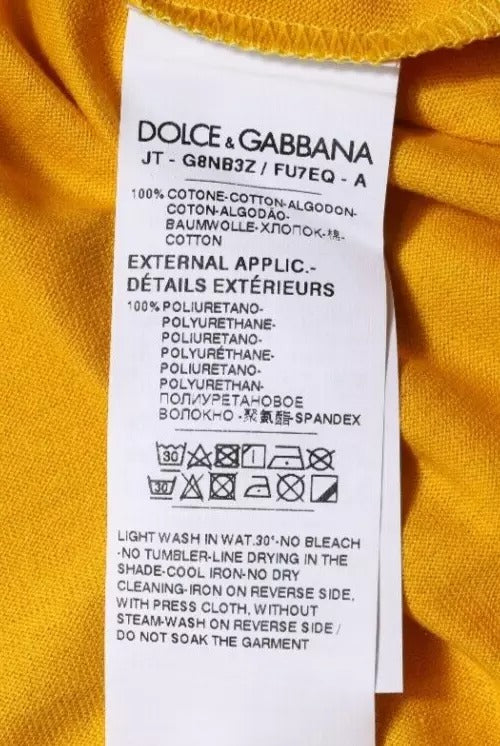 Camiseta Dolce & Gabbana con logo amarillo oscuro, cuello redondo y manga corta-6
