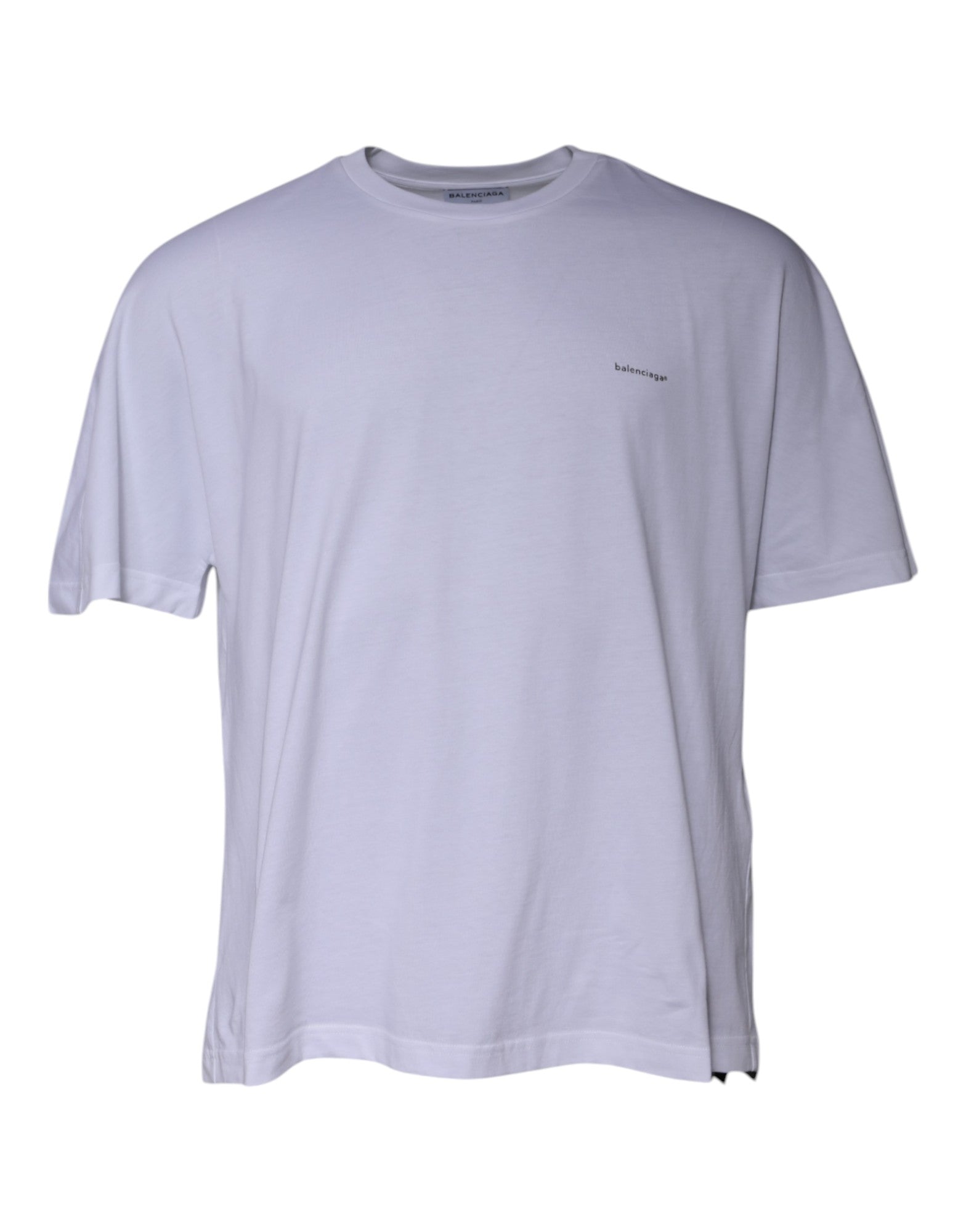 Camiseta de algodón con logotipo blanco de Balenciaga, cuello redondo y manga corta-2
