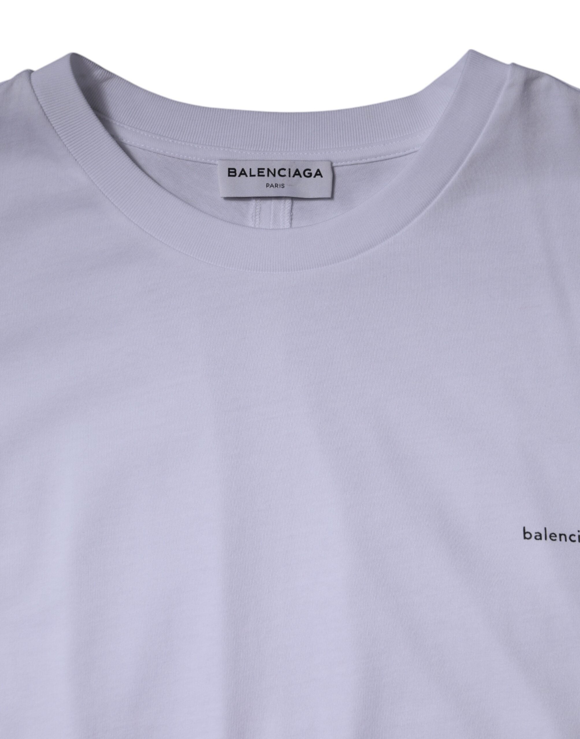 Camiseta de algodón con logotipo blanco de Balenciaga, cuello redondo y manga corta-4