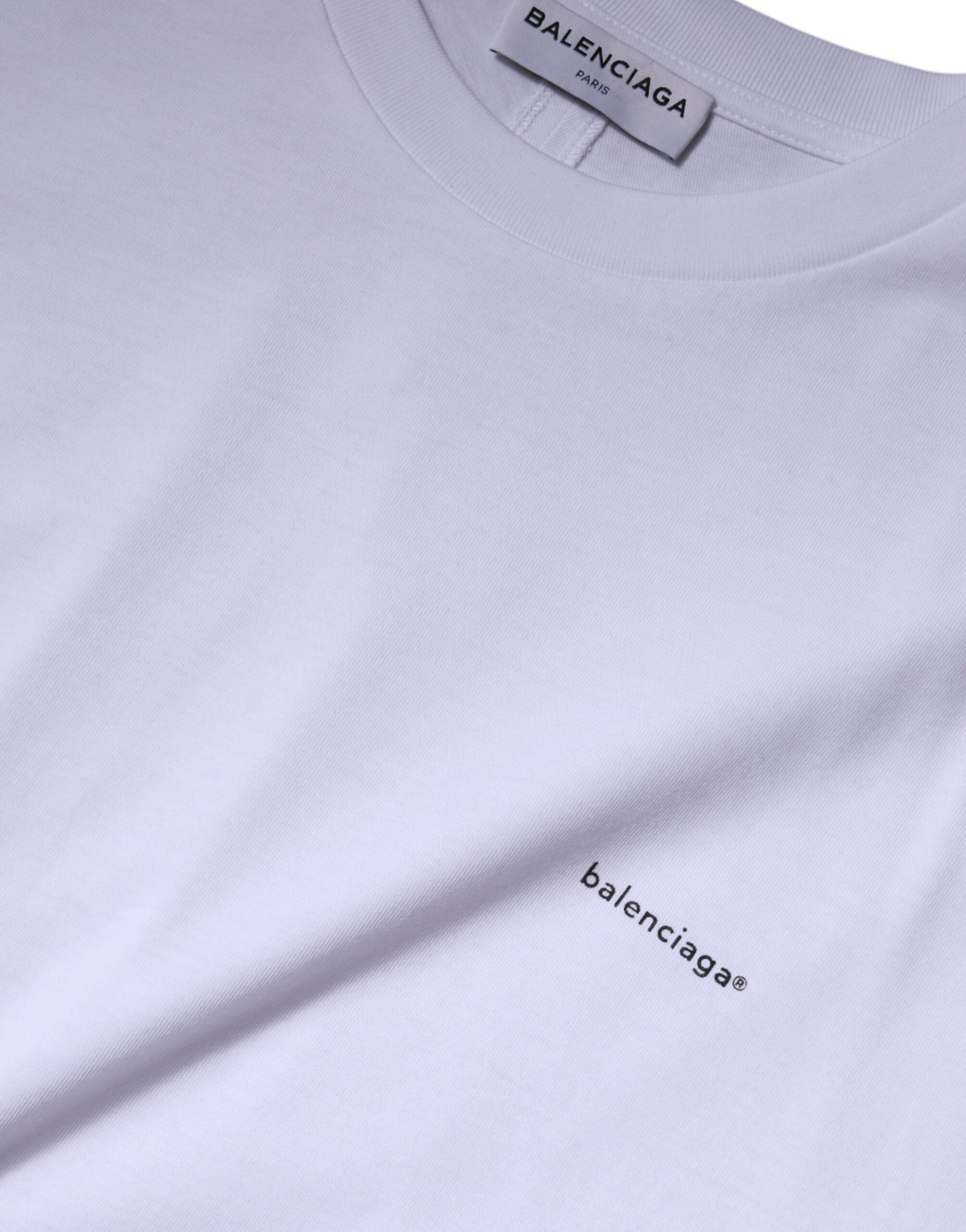 Camiseta de algodón con logotipo blanco de Balenciaga, cuello redondo y manga corta-5
