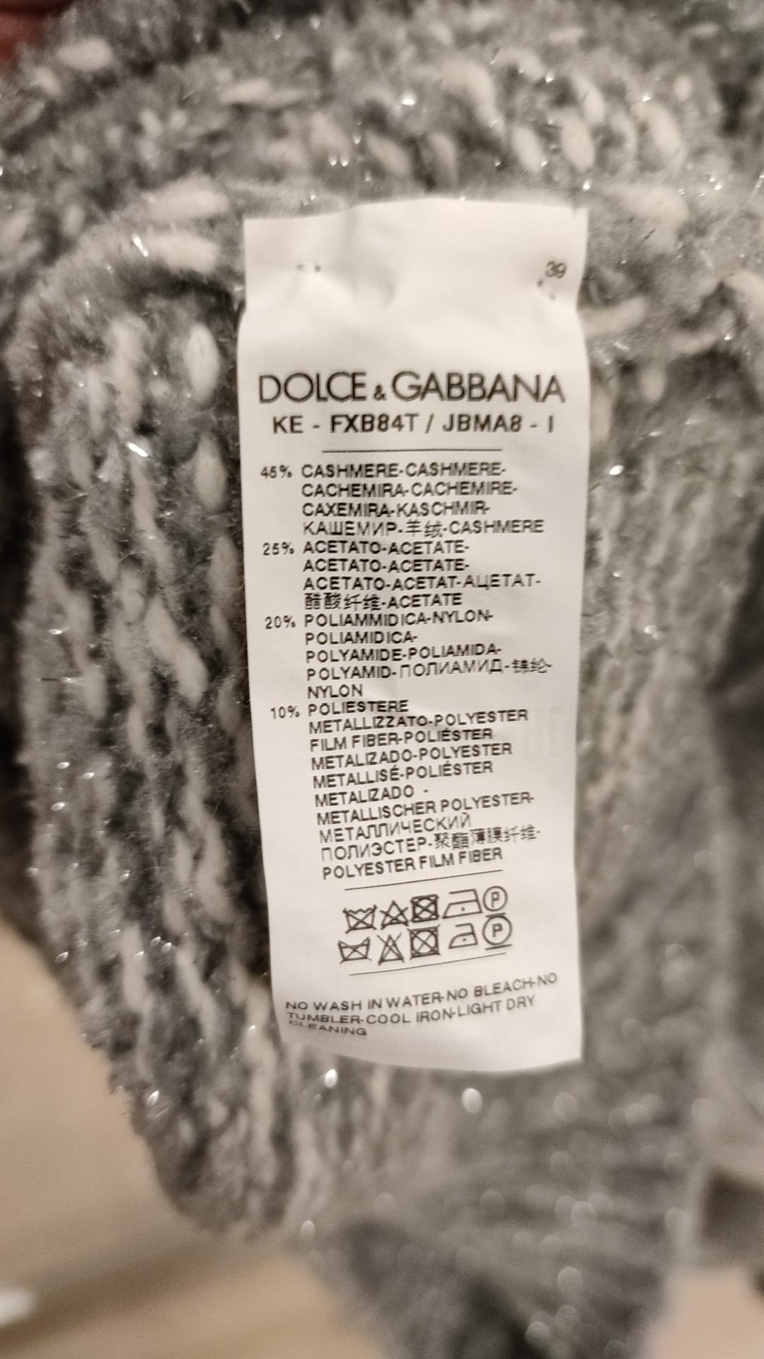 Suéter de cuello alto de cachemir gris de Dolce & Gabbana-8