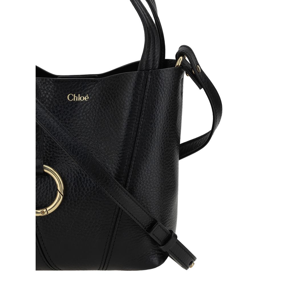 Chloé Schwarze Kalbshaut Bos Taurus Schultertasche-4