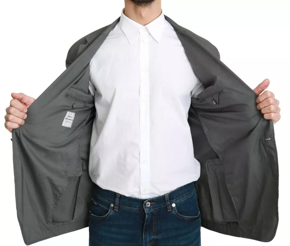 Dolce & Gabbana Grauer einreihiger formeller Blazer aus Baumwolle-7