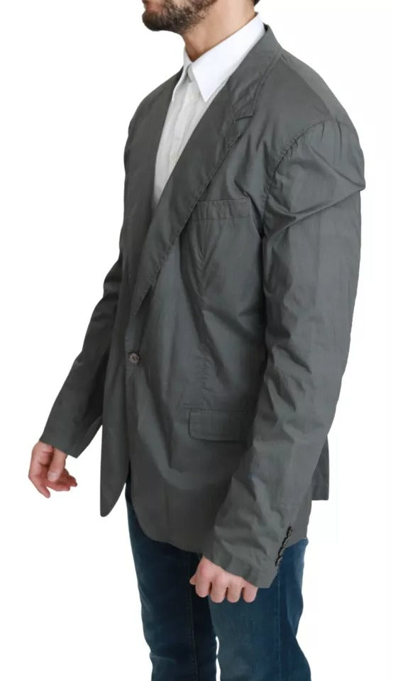 Dolce & Gabbana Grauer einreihiger formeller Blazer aus Baumwolle-3