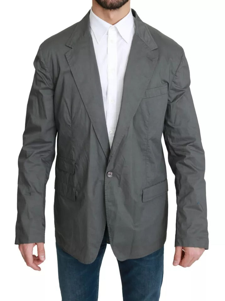 Dolce & Gabbana Grauer einreihiger formeller Blazer aus Baumwolle-2