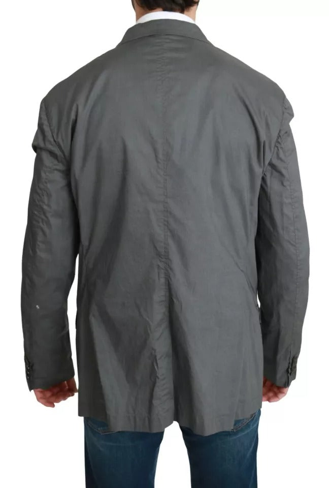 Dolce & Gabbana Grauer einreihiger formeller Blazer aus Baumwolle-4
