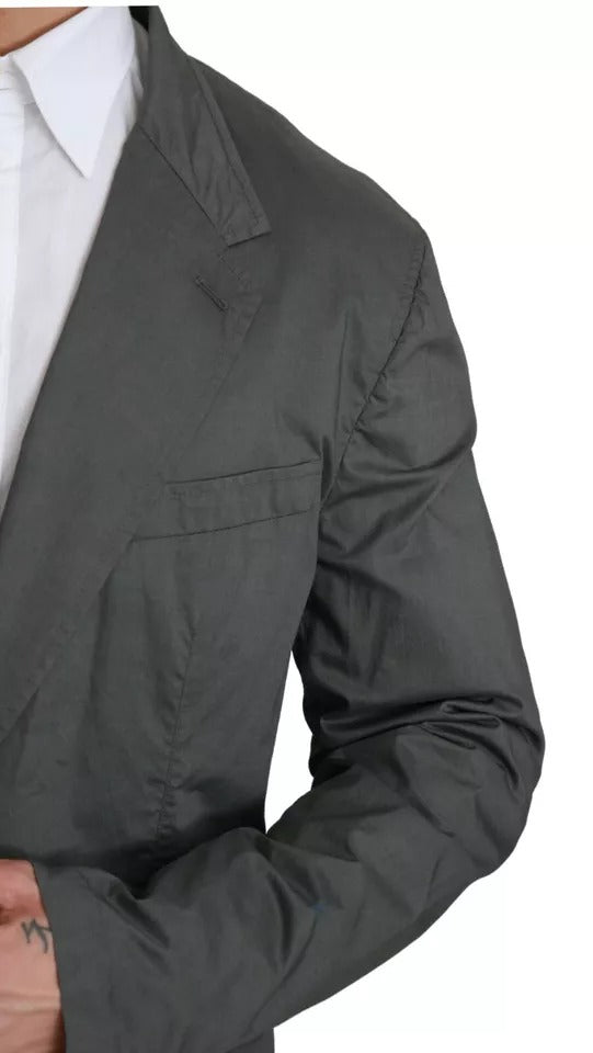 Dolce & Gabbana Grauer einreihiger formeller Blazer aus Baumwolle-5