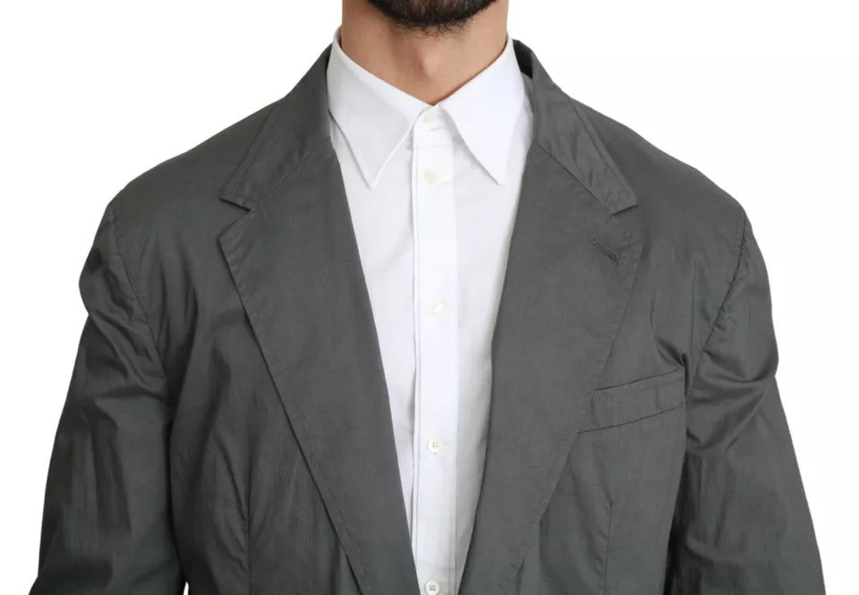 Dolce & Gabbana Grauer einreihiger formeller Blazer aus Baumwolle-6