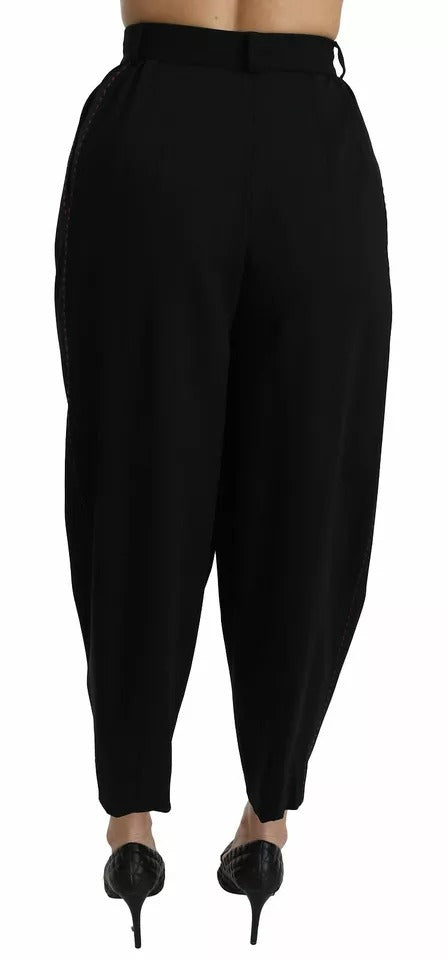 Dolce & Gabbana Black wool trousers with a high waist and front pleats-6