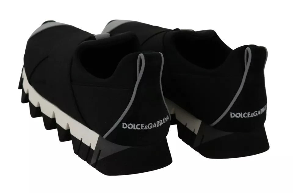 Dolce & Gabbana Schwarzer Hai Neopren Stretch Turnschuhe Schuhe-2