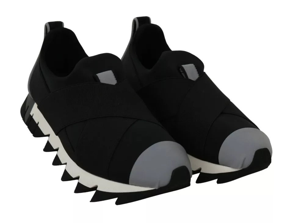 Dolce & Gabbana Schwarzer Hai Neopren Stretch Turnschuhe Schuhe-3
