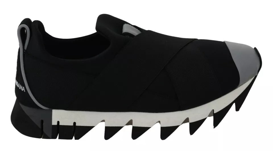 Dolce & Gabbana Schwarzer Hai Neopren Stretch Turnschuhe Schuhe-1