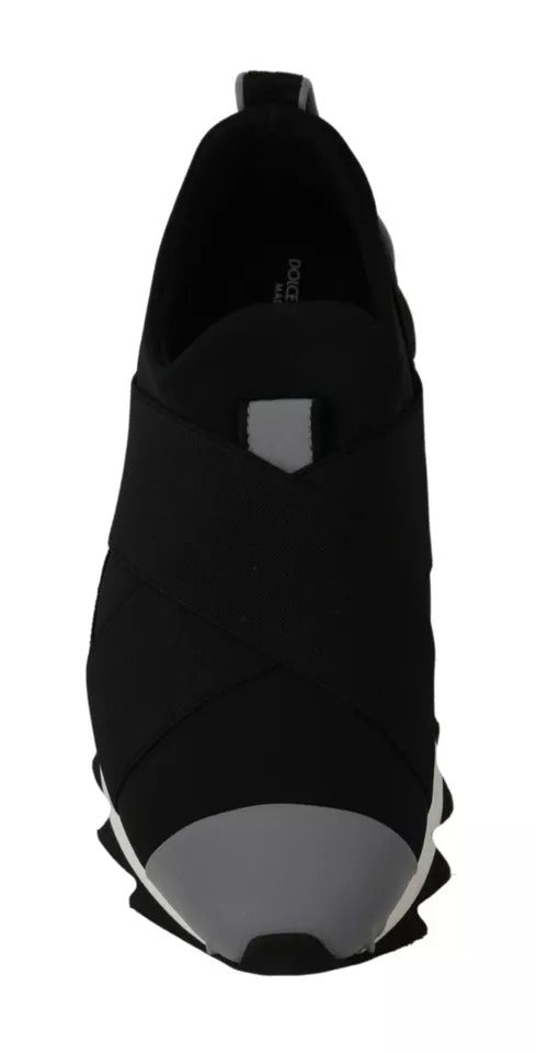 Dolce & Gabbana Schwarzer Hai Neopren Stretch Turnschuhe Schuhe-5