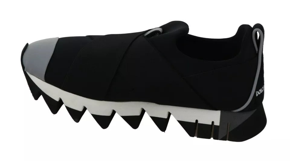 Dolce & Gabbana Schwarzer Hai Neopren Stretch Turnschuhe Schuhe-7