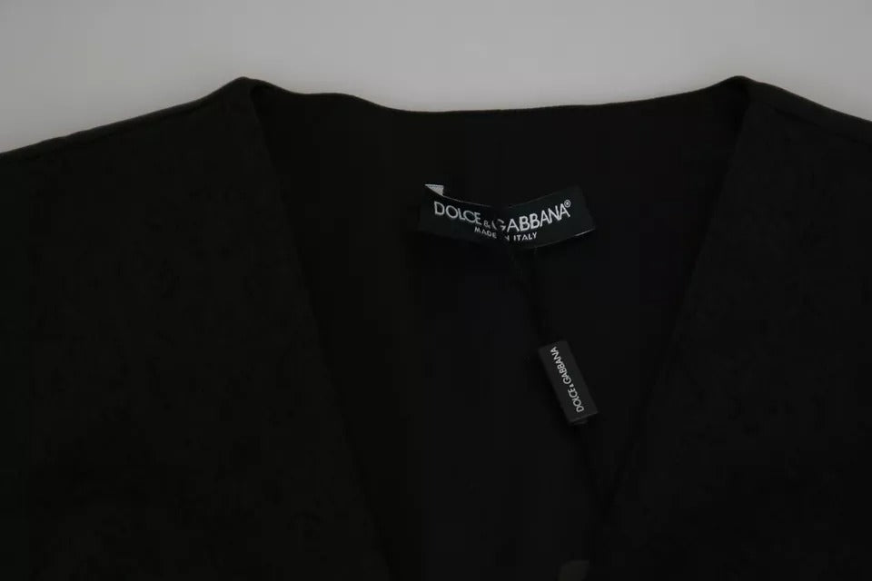 Dolce & Gabbana Black Lace Slim Vest Silk Top-8