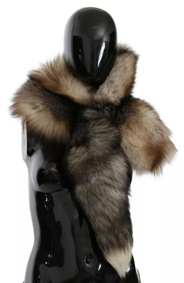 Dolce & Gabbana Brauner Fuchsschwanz Pelz Schal Hals Wrap Cover Kragen Schal-1