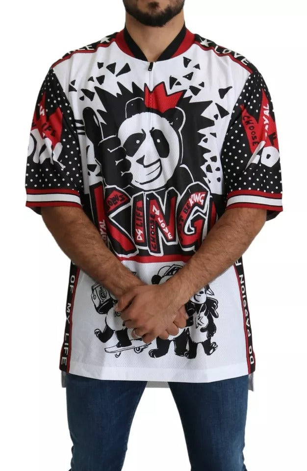 Dolce & Gabbana White King Panda Polyester T-Shirt-2