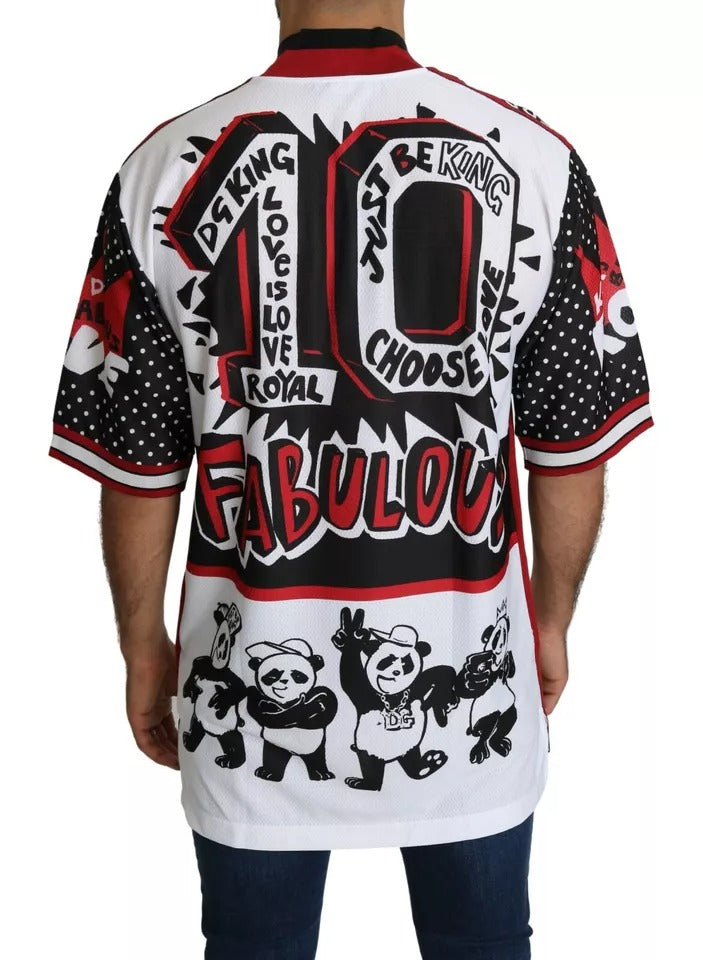 Dolce & Gabbana White King Panda Polyester T-Shirt-5