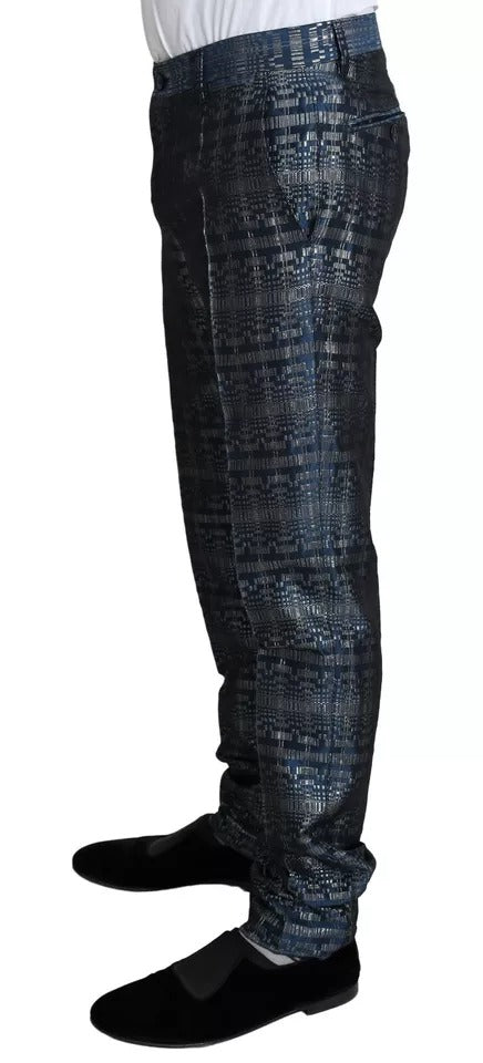 Dolce & Gabbana Blau Silber Glänzend 2 Stück Slim GOLD Anzug-7