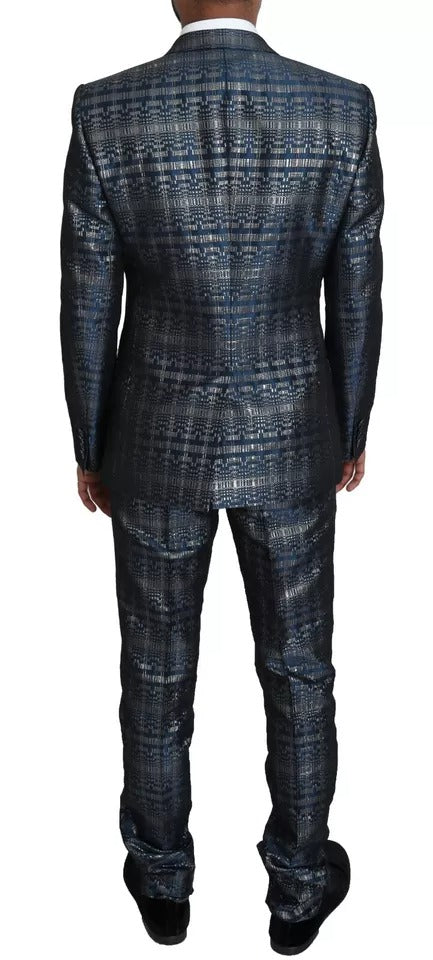 Dolce & Gabbana Blau Silber Glänzend 2 Stück Slim GOLD Anzug-3