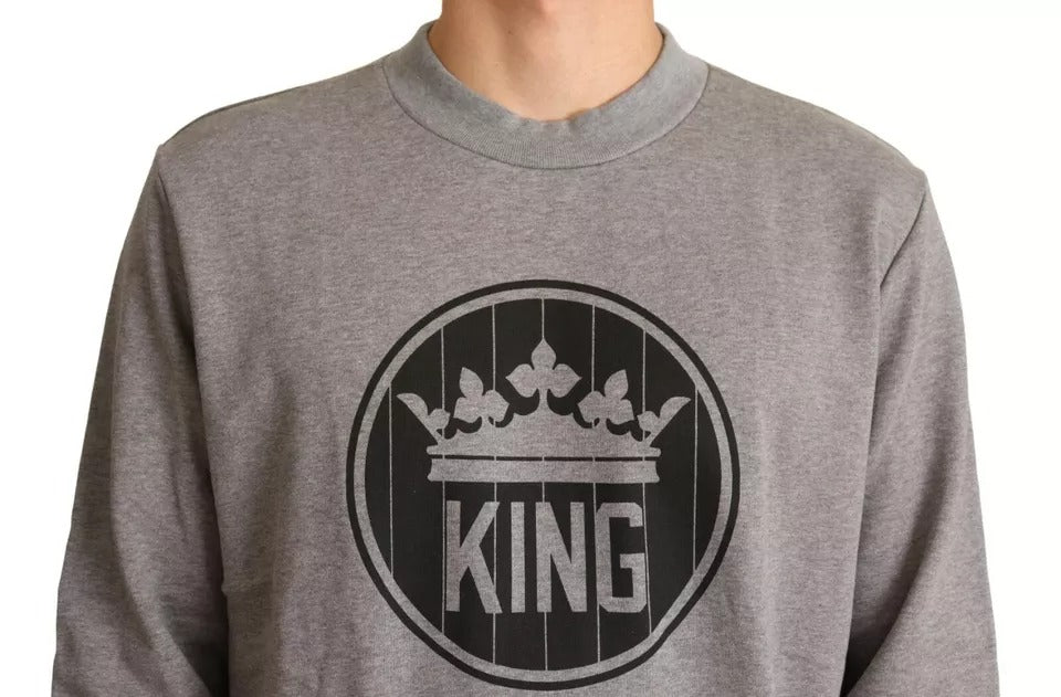 Dolce & Gabbana Grey Crown King Cotton Sweater-2
