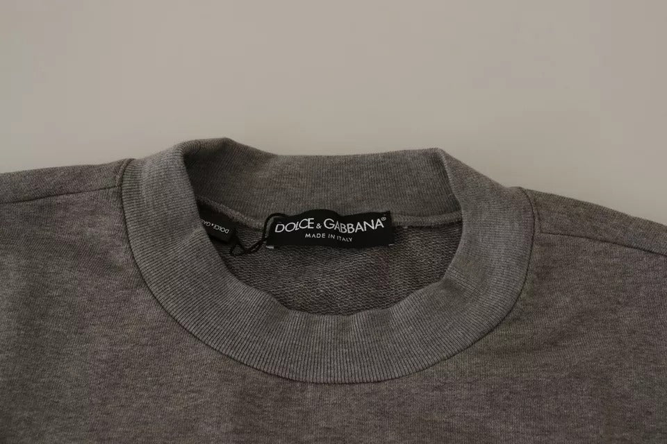 Dolce & Gabbana Grey Crown King Cotton Sweater-4