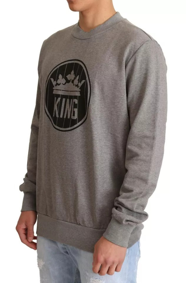 Dolce & Gabbana Grey Crown King Cotton Sweater-5