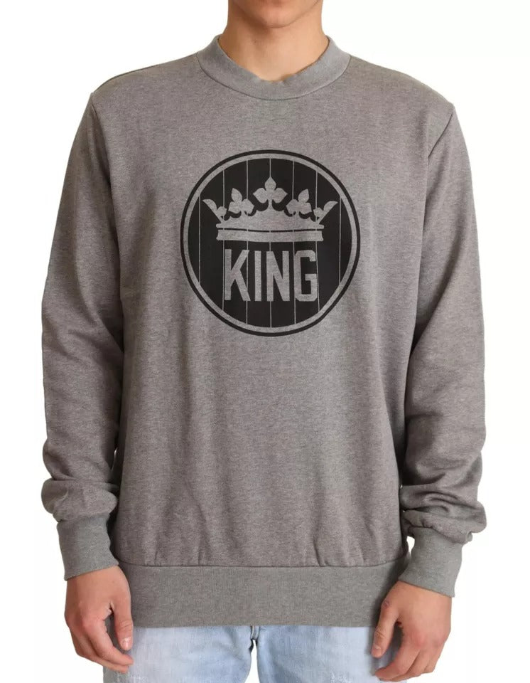 Dolce & Gabbana Grey Crown King Cotton Sweater-1