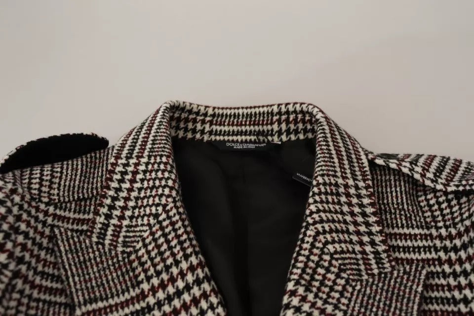 Dolce & Gabbana Grey Check Long Trench Coat Jacket-8
