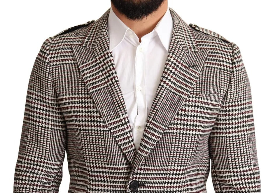 Dolce & Gabbana Grey Check Long Trench Coat Jacket-6