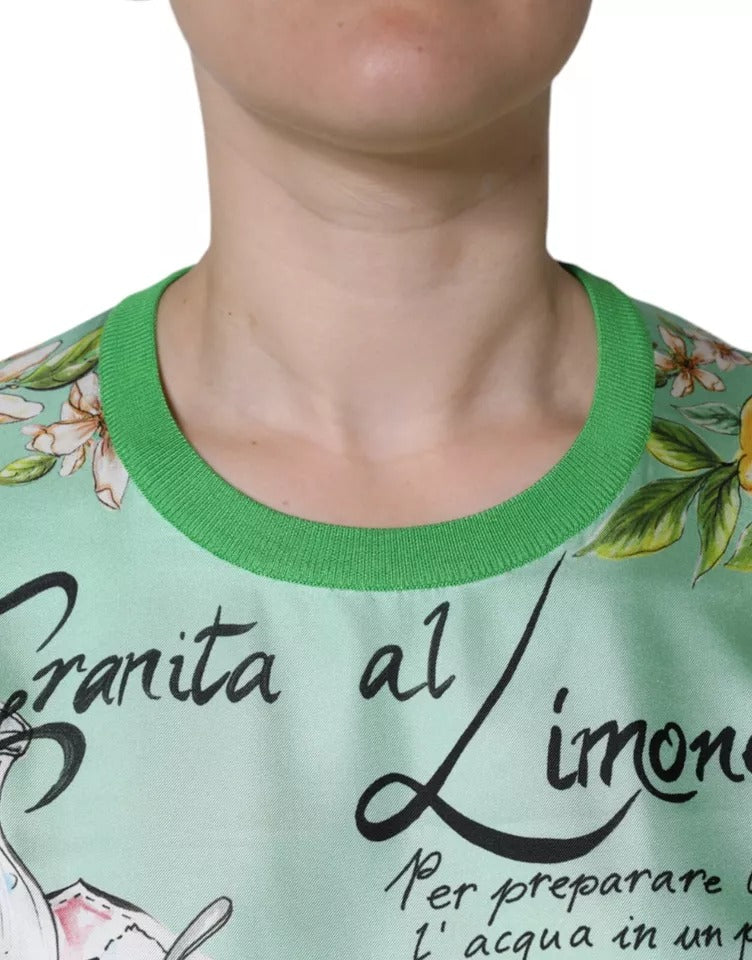 Dolce & Gabbana Grüner Seidenpullover Granita Al Limone mit langen Ärmeln-7