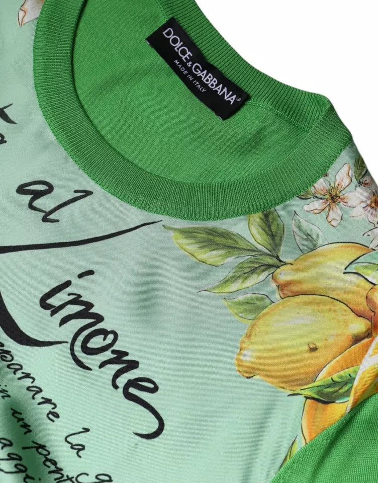 Dolce & Gabbana Grüner Seidenpullover Granita Al Limone mit langen Ärmeln-8