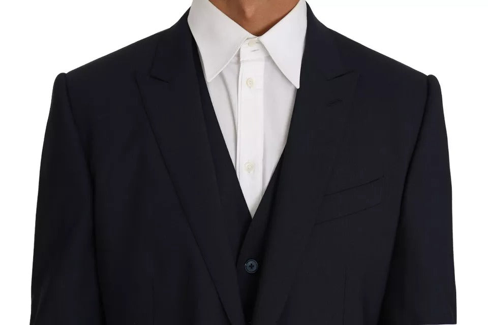 Dolce & Gabbana Blaue Wolle MARTINI Blazer Weste 2 Stück-4
