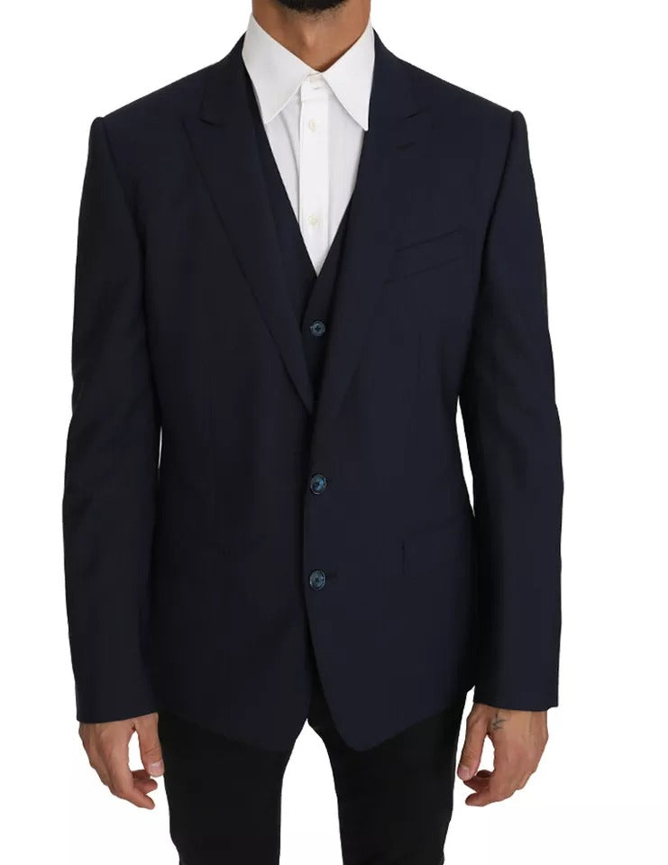 Dolce & Gabbana Blaue Wolle MARTINI Blazer Weste 2 Stück-1