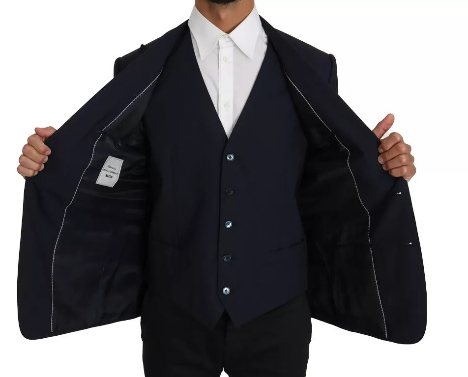 Dolce & Gabbana Blaue Wolle MARTINI Blazer Weste 2 Stück-7