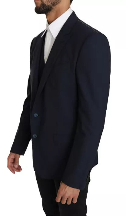 Dolce & Gabbana Blaue Wolle MARTINI Blazer Weste 2 Stück-8
