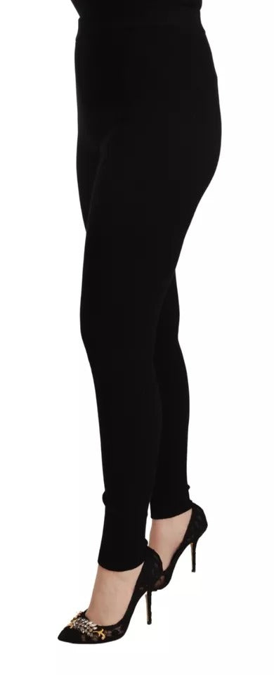 Dolce & Gabbana Schwarze Stretch-Hose mit hoher Taille Strumpfhose-2