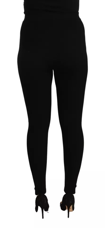 Dolce & Gabbana Schwarze Stretch-Hose mit hoher Taille Strumpfhose-3