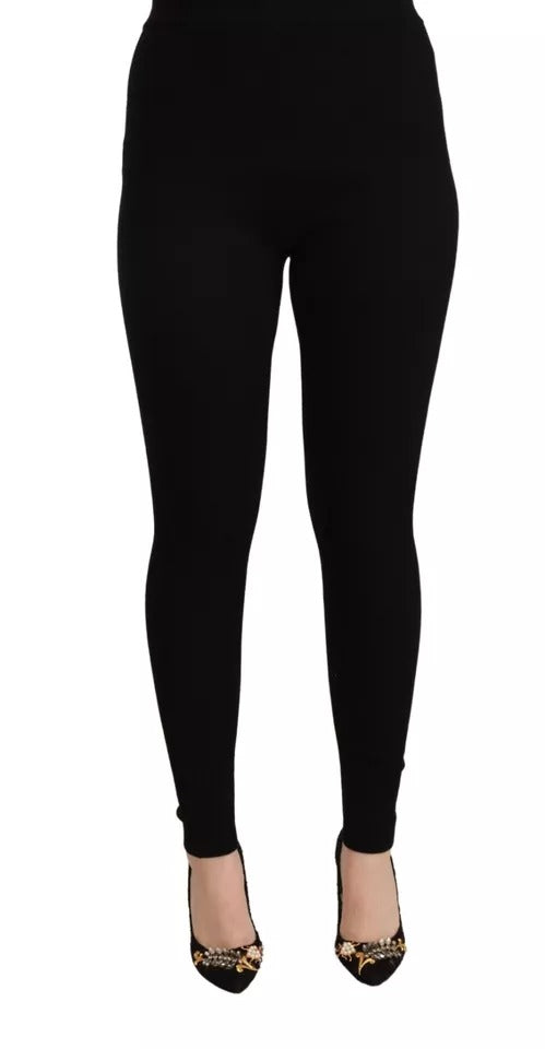 Dolce & Gabbana Schwarze Stretch-Hose mit hoher Taille Strumpfhose-1