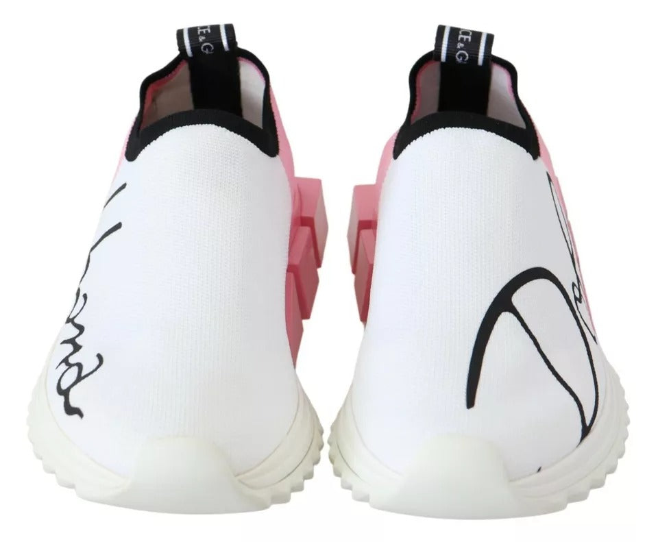 Dolce & Gabbana Pink White Logo Sorrento Sneakers Shoes-3