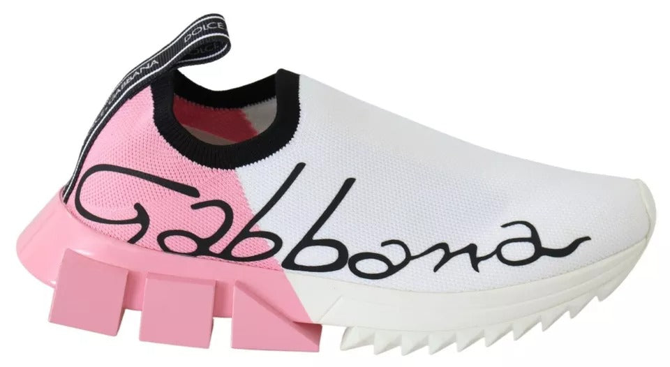 Dolce & Gabbana Pink White Logo Sorrento Sneakers Shoes-4