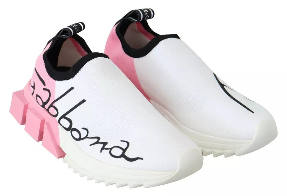 Dolce & Gabbana Pink White Logo Sorrento Sneakers Shoes-5