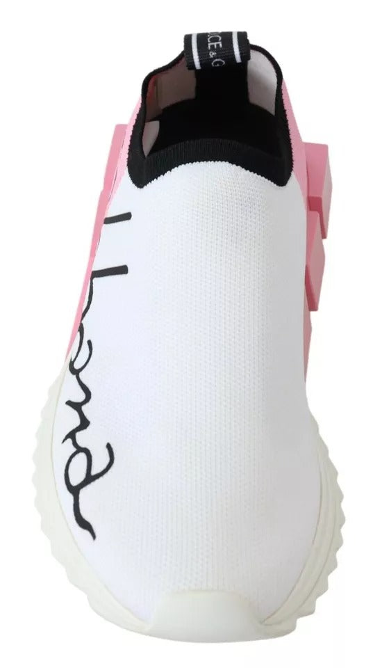 Dolce & Gabbana Pink White Logo Sorrento Sneakers Shoes-7