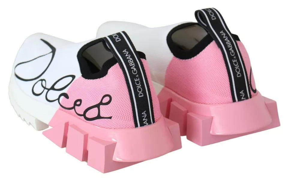Dolce & Gabbana Pink White Logo Sorrento Sneakers Shoes-8