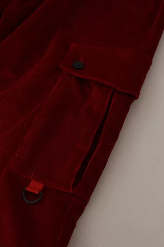 Pantalones cargo ajustados de algodón y pana roja de Dolce & Gabbana-6