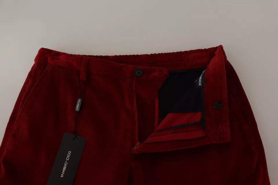 Pantalones cargo ajustados de algodón y pana roja de Dolce & Gabbana-7