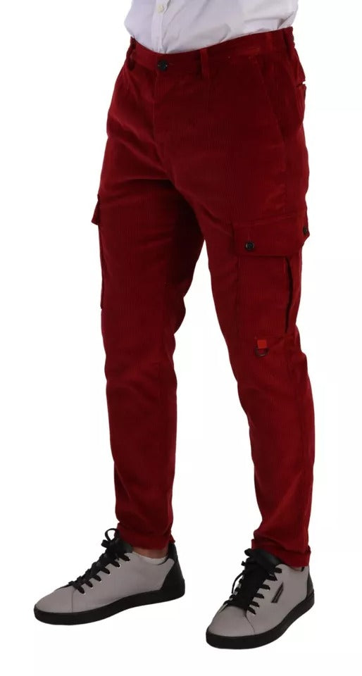 Pantalones cargo ajustados de algodón y pana roja de Dolce & Gabbana-5