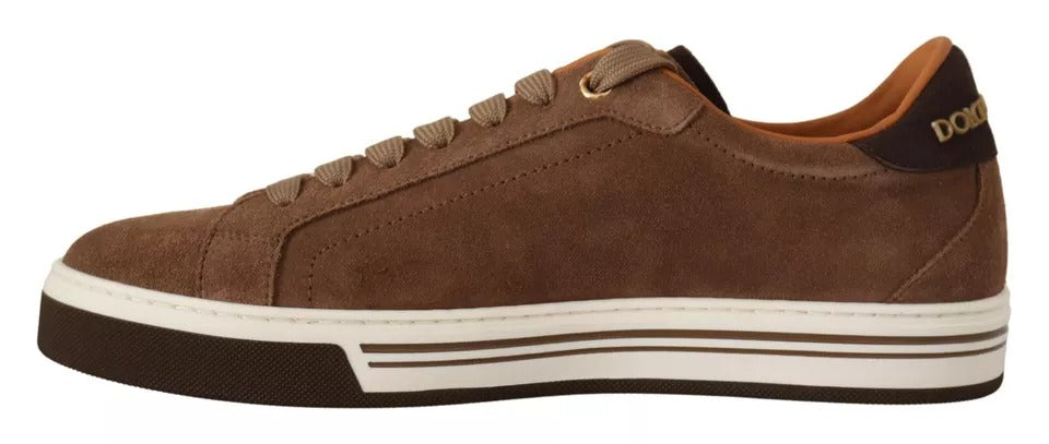 Dolce & Gabbana Brown Suede Logo Low Top Sneakers Men's Shoes-1